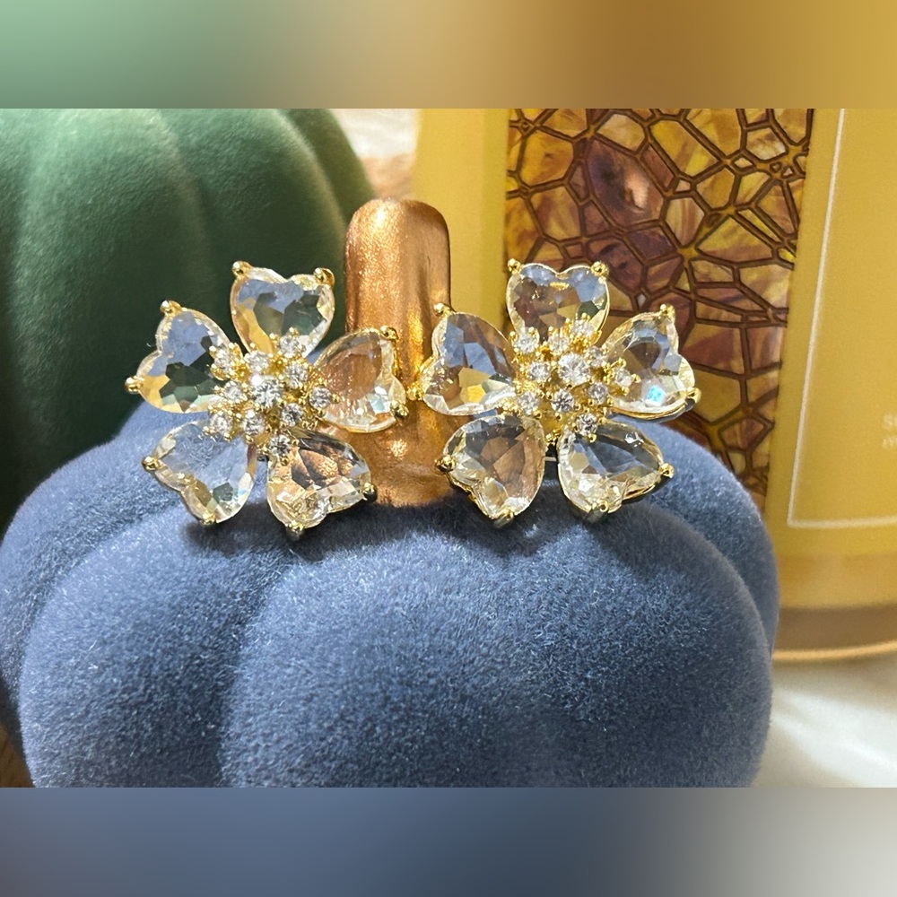 Clear flower studded earrings